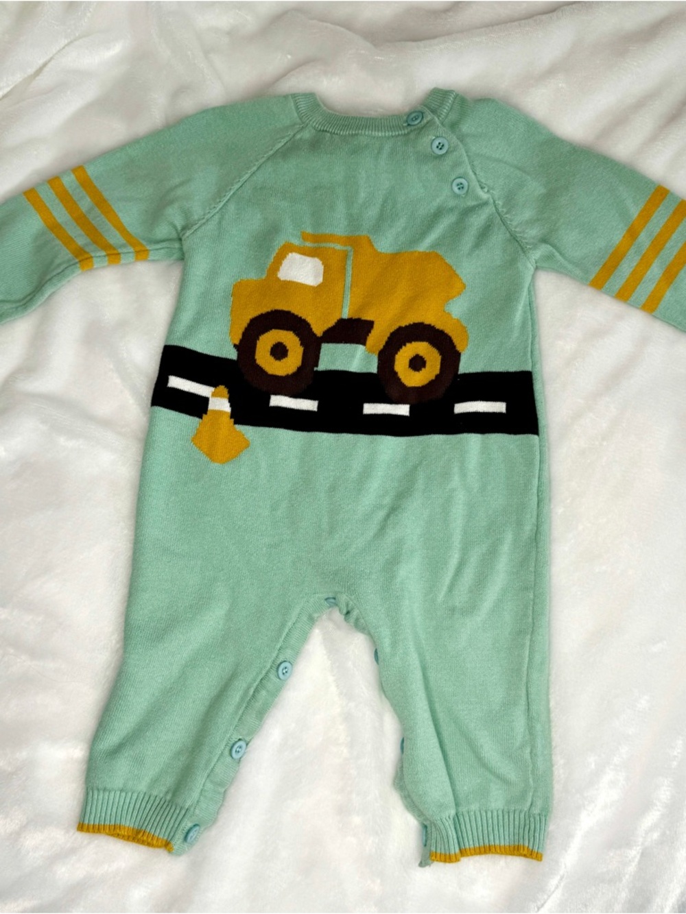 Baby Mint Green Construction Truck One-Piece